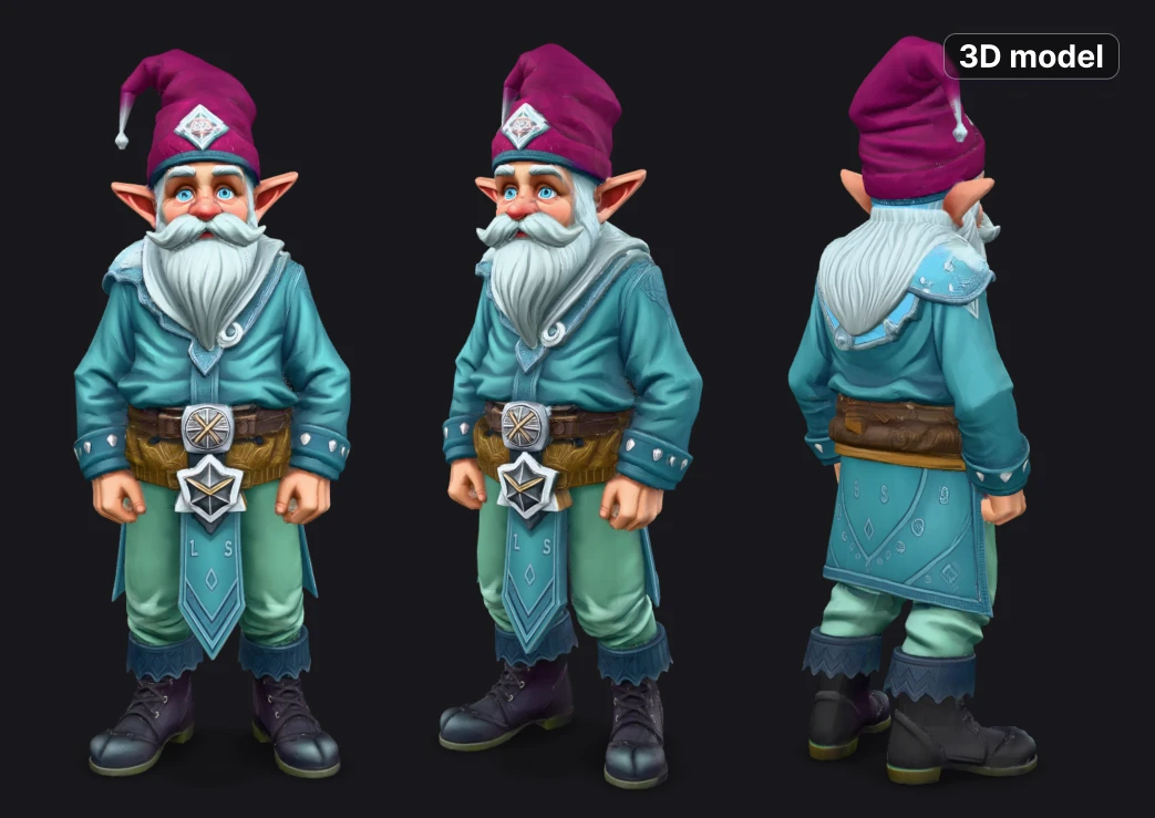 gnome 3d model made with claude AI MCP