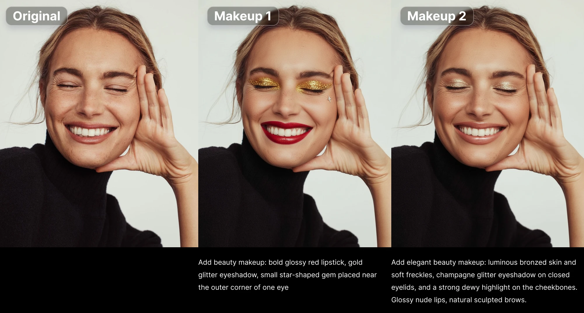 AI artificial studio holiday christmas new year makeup look