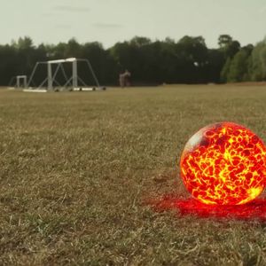 Change the material of the ball to lava
