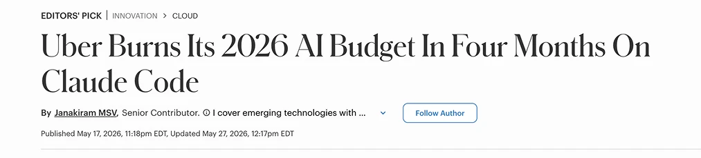 uber burns AI 2026 budget