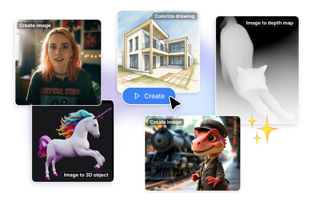 education with AI video image character animate artificial studio