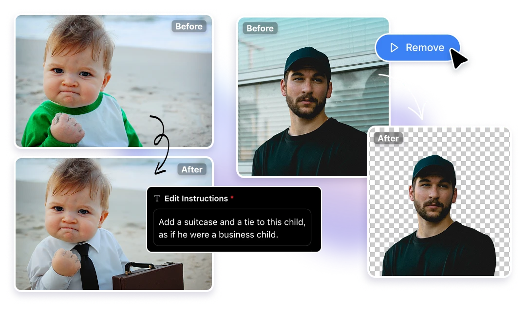 edit images remove background AI artificial studio