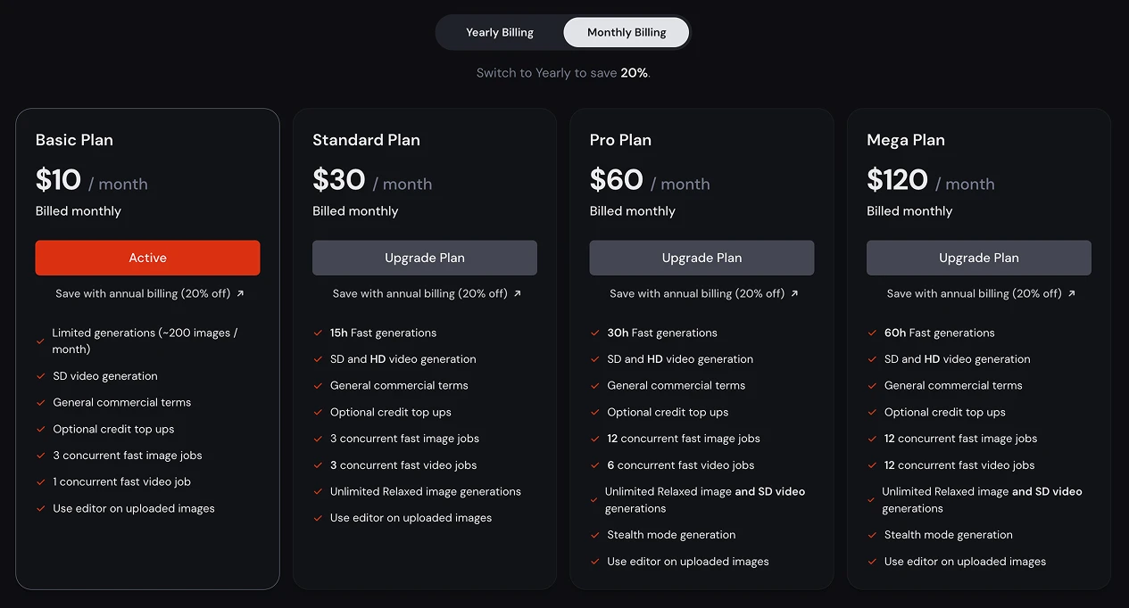 midjourney pricing ai