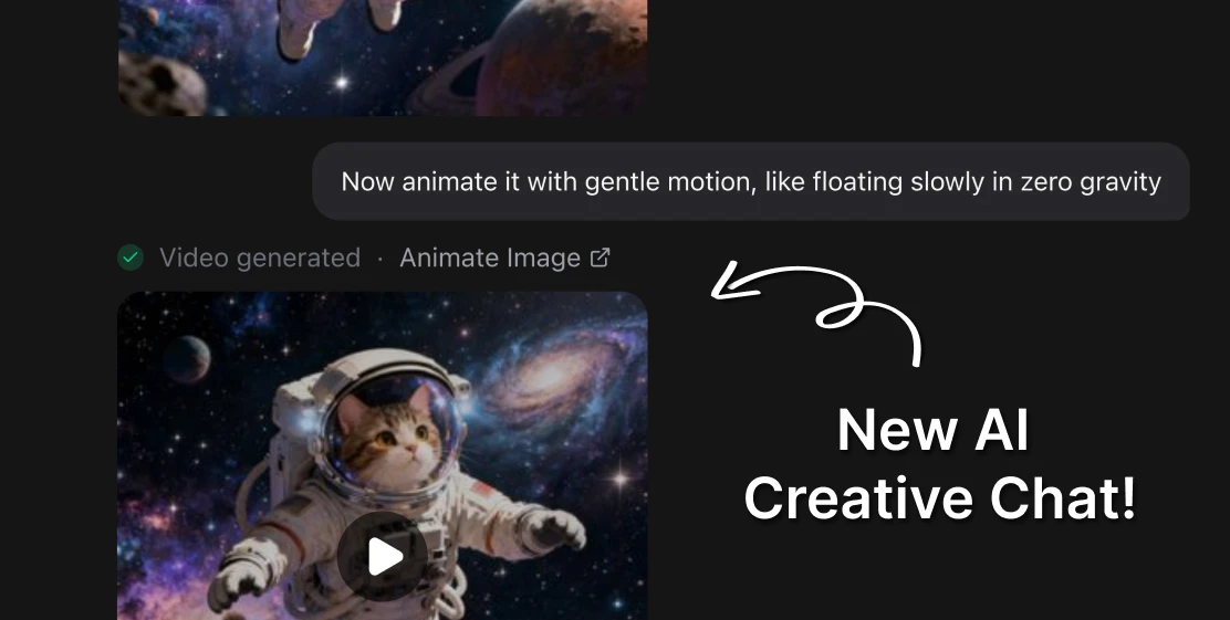 Meet your AI Creative Assistant: create images, videos & music from one Chat