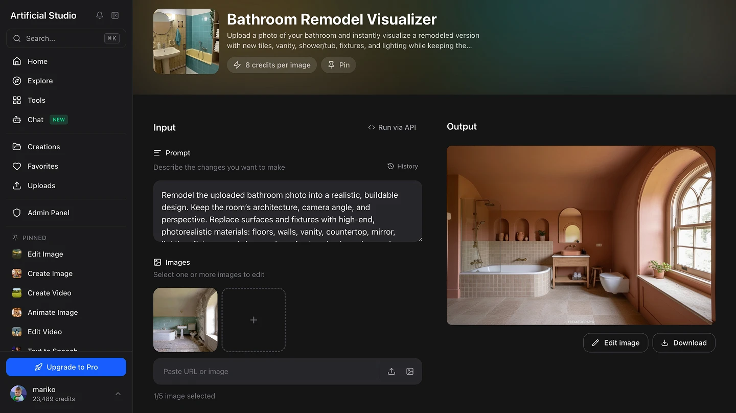 remodel bathroom with AI
