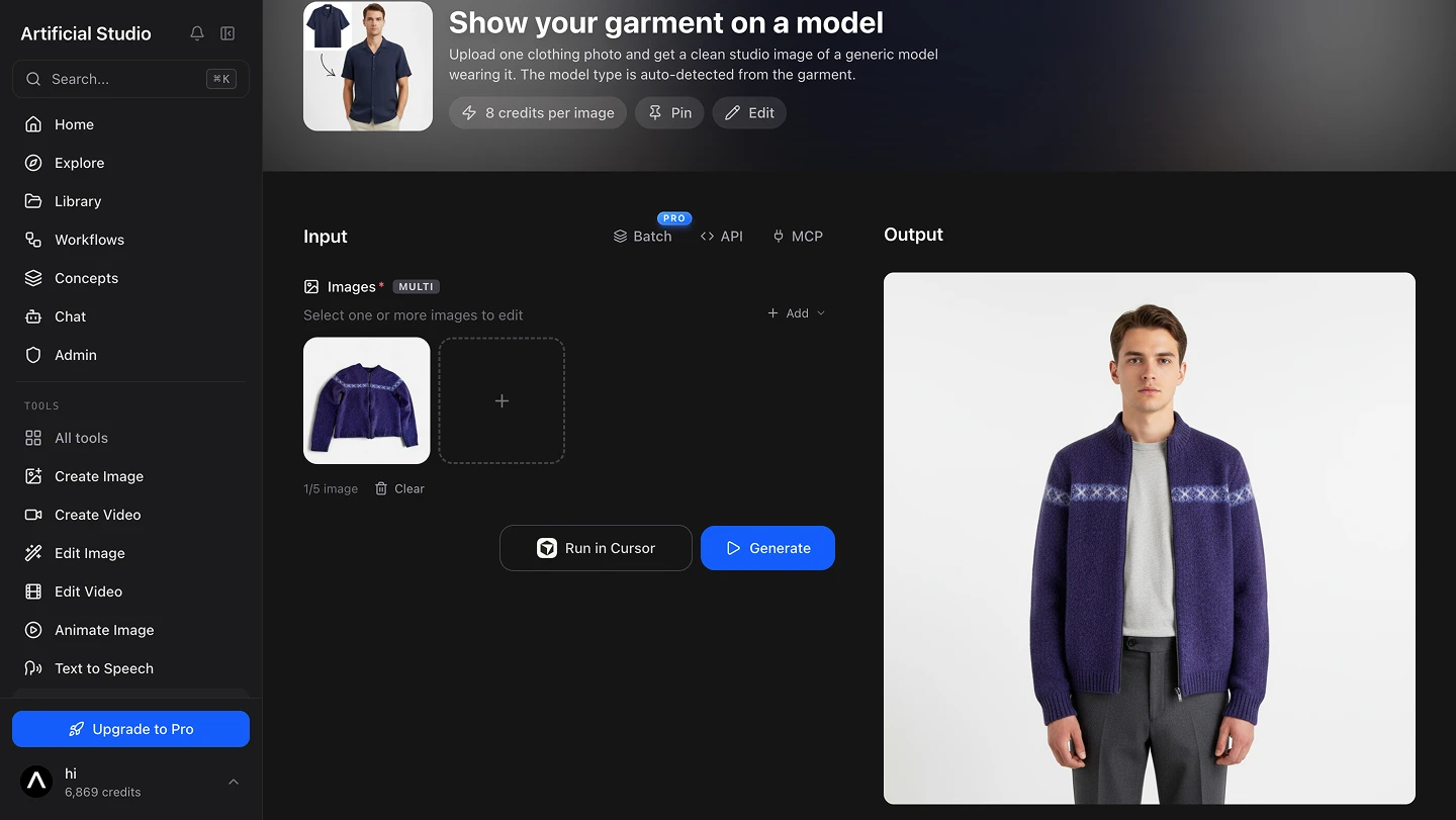 AI model clothes garment for Depop and Vinted