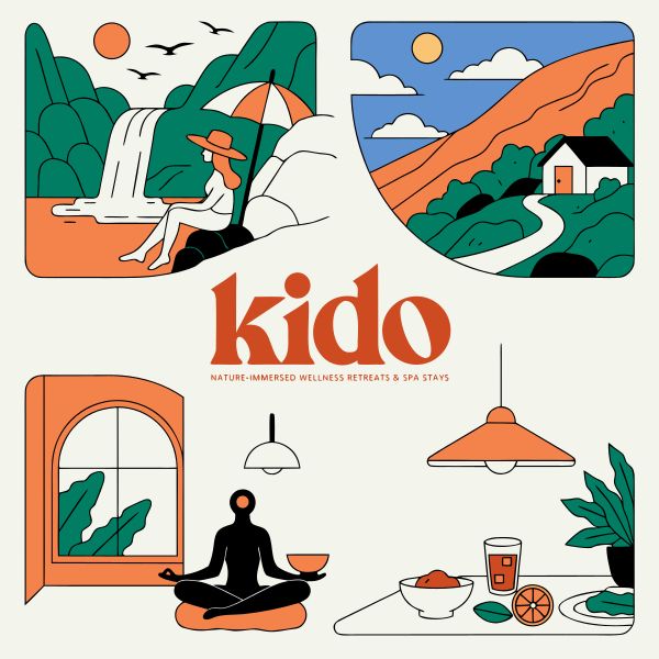 a boutique hospitality brand called "kido" offering nature-immersed wellness retreats and spa stays. A place to slow down, reconnect, and leave transformed.