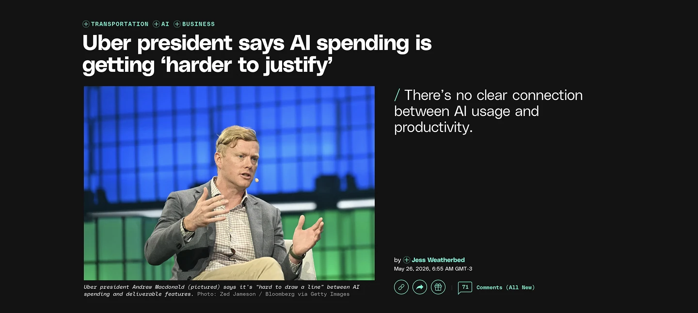 uber president says AI spending is getting harder to justify