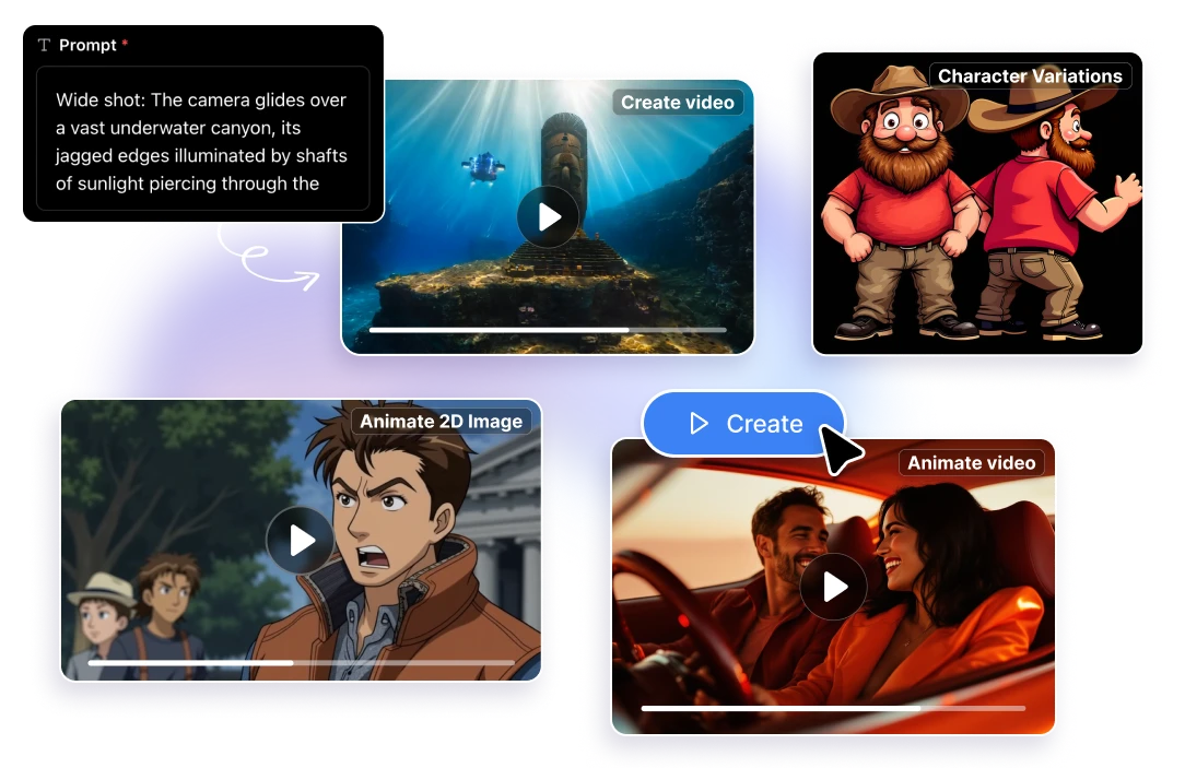 education with AI video image character animate artificial studio