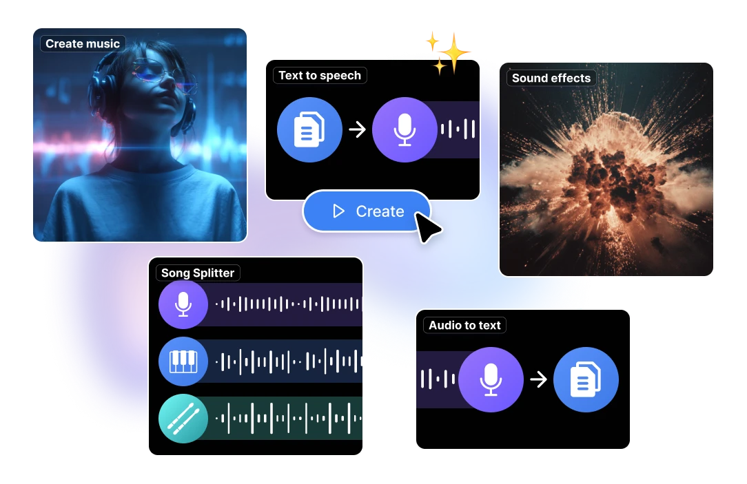education with AI audio text music sound effect artificial studio