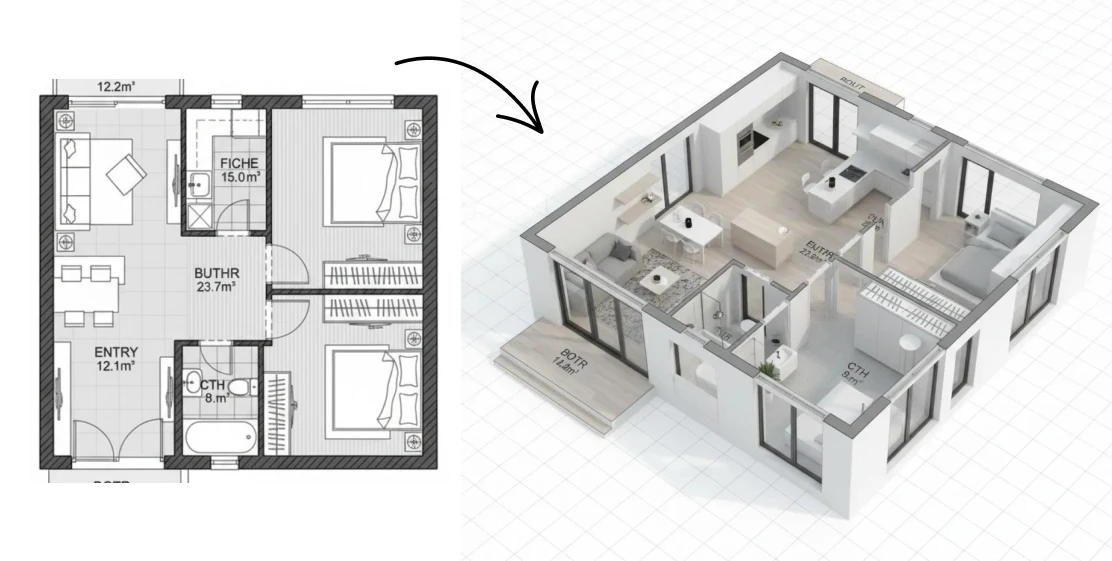 How to Turn a 2D Floor Plan into a 3D Render — Free AI Tutorial 2026