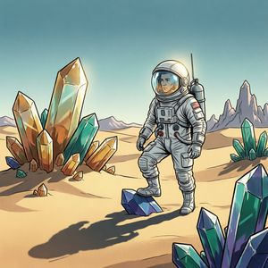 Qwen Image 2 output for the prompt: A Moebius (Jean Giraud) comic panel: an astronaut walking through a crystalline desert, flat cel shading, limited palette of ochre and teal