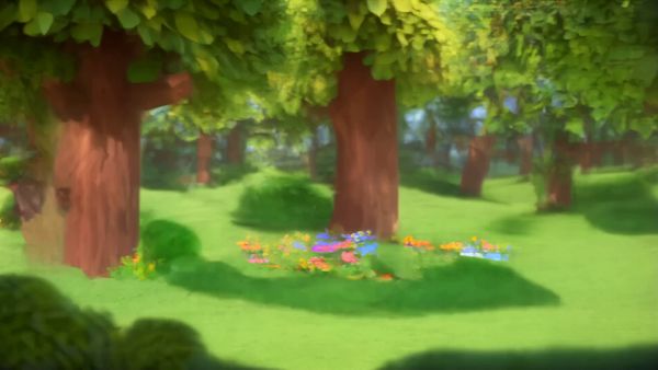 remove green screen and change it for a cartoon forest 