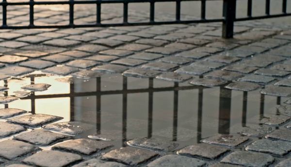 SeeDance 2.0 output for the prompt: A brown leather boot drops into a shallow puddle on a cobblestone street. Water splashes in a perfect circle, then settles. Slow motion 120fps, dawn light.