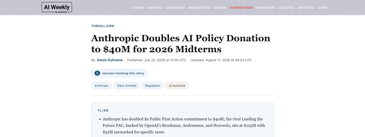 anthropic $40M ai policy donation