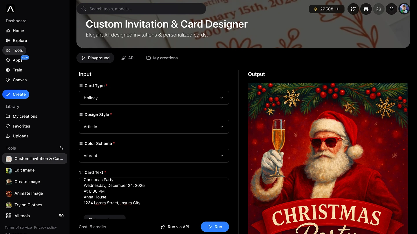 AI artificial studio christmas party card invitation