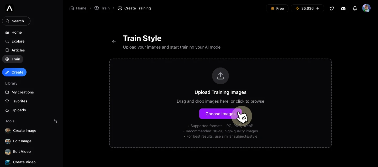 train model object, character, style AI artificial studio