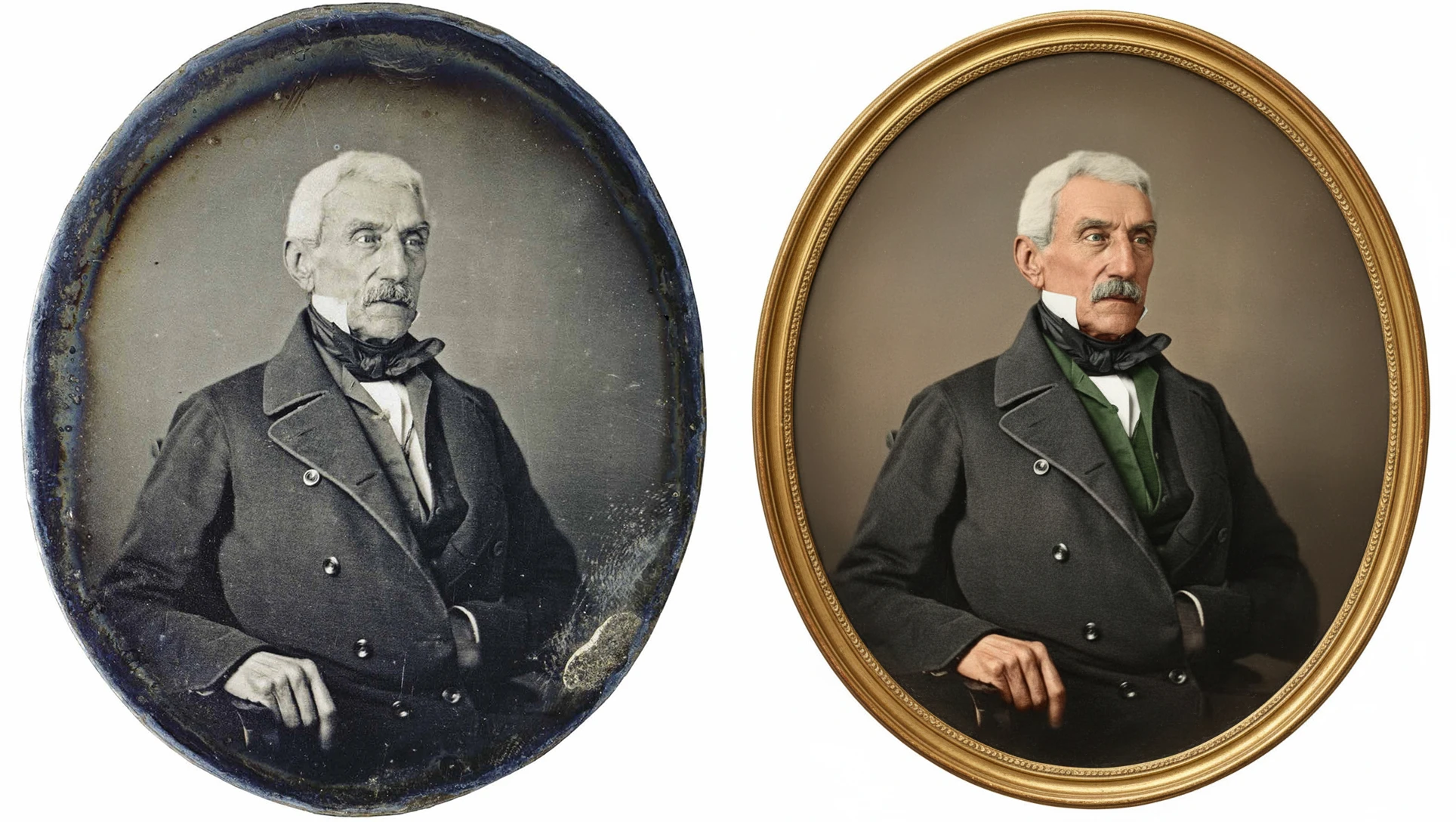 Unique photography of José de San Martín photo restored and colored with AI