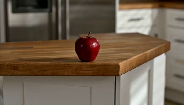 SeeDance 2.0 output for the prompt: A ripe red apple falls from a kitchen countertop and shatters a wine glass on the tile floor below. Shards scatter, juice splashes. 24fps, natural morning light.