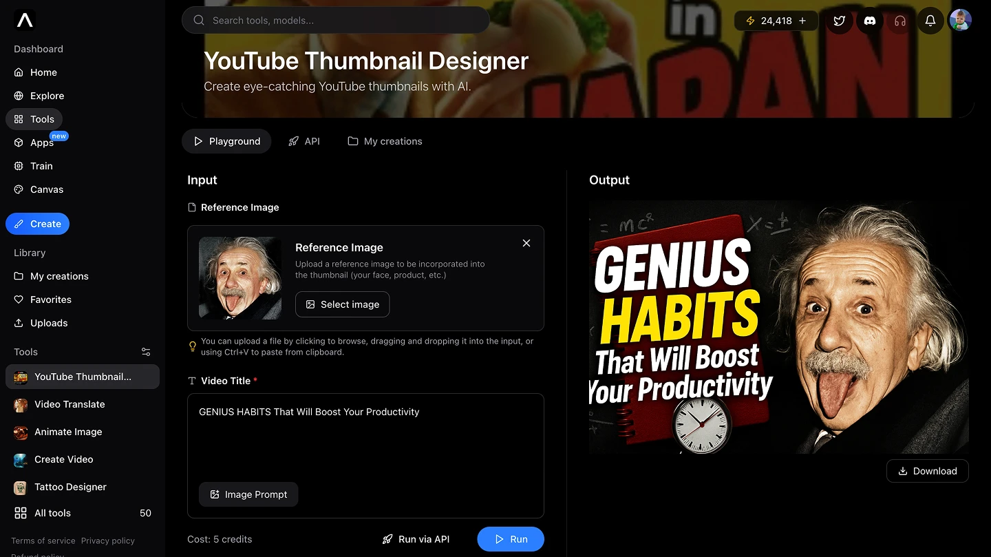 AI youtube thumbnail designer