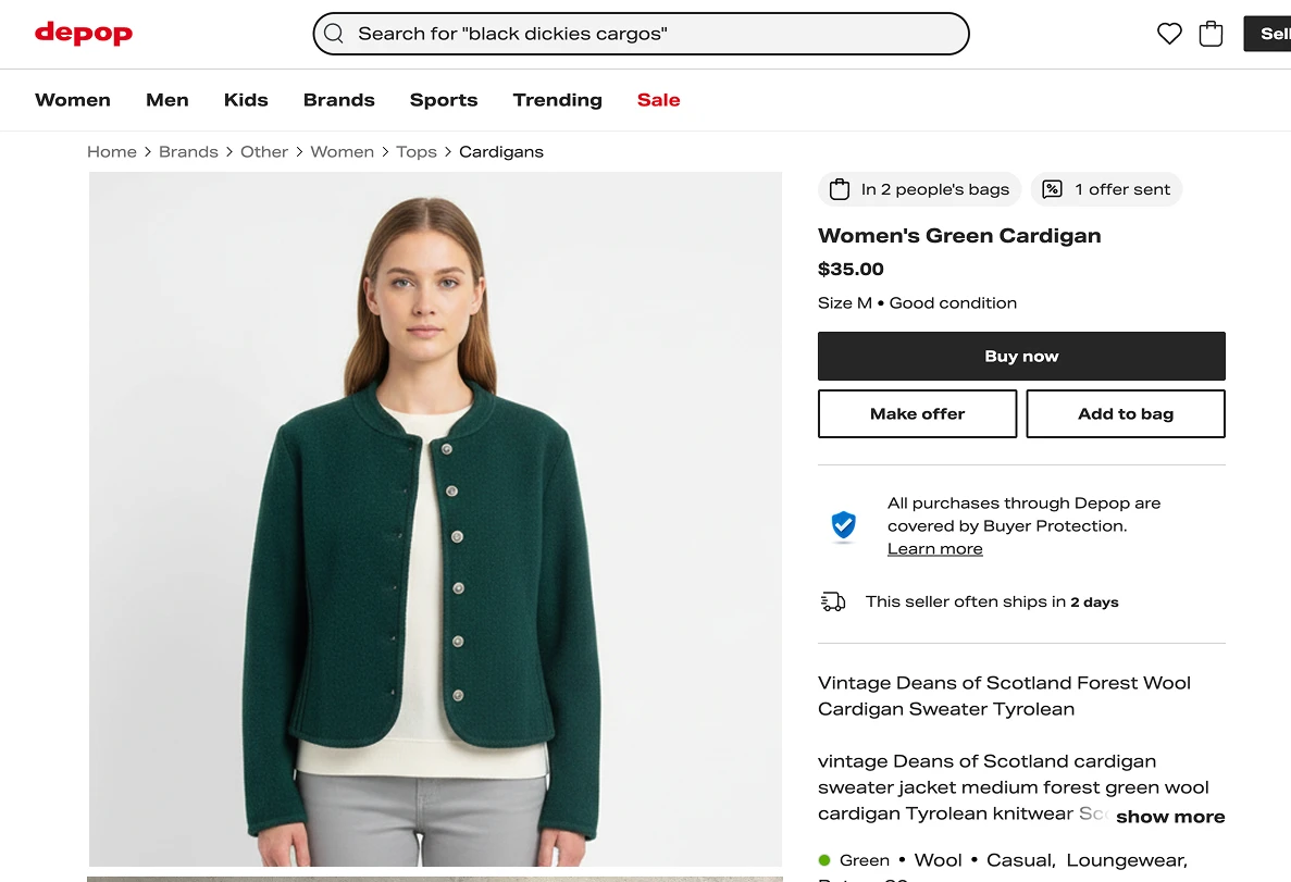 AI model clothes garment for Depop
