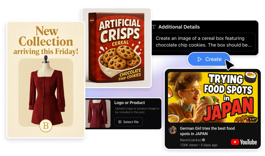 Social media posts generator youtube thumbnail AI artificial studio