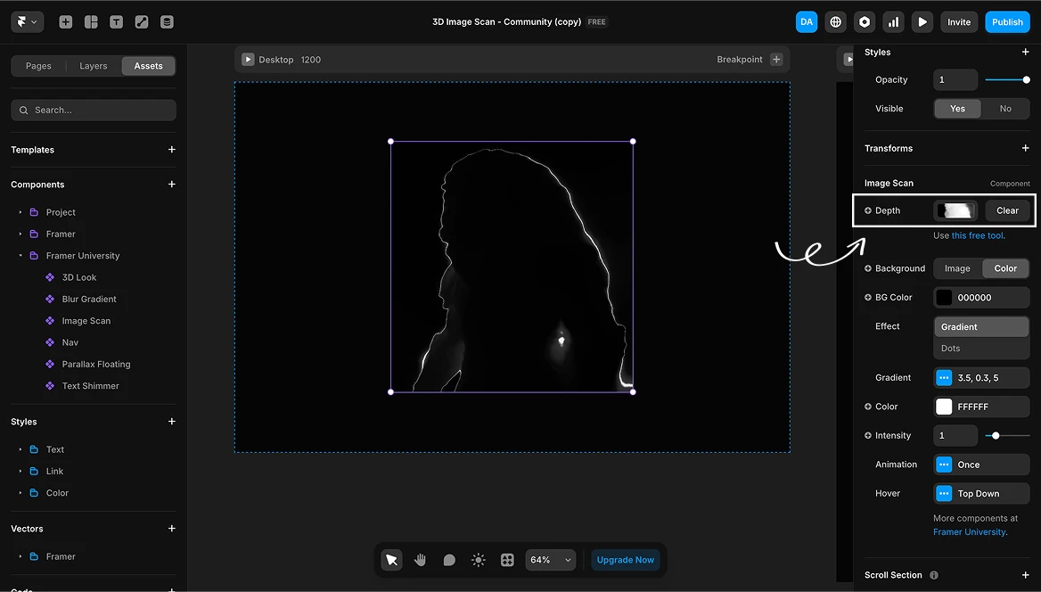 AI artificial studio framer university scan 3d effect depth map