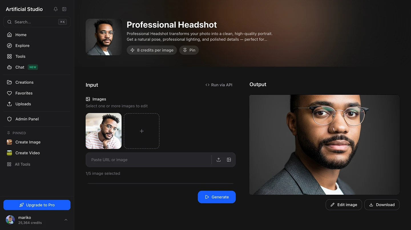 professional headshot for linkedin AI