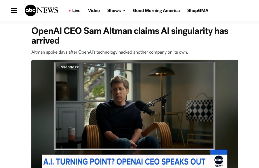 abc news OpenAI Sam Altman singularity