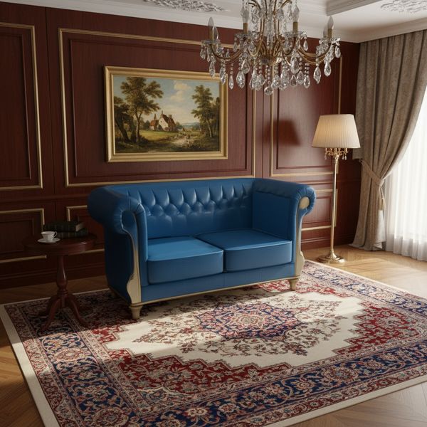 Keep the exact same object, pose, angle, and proportions from the reference image. Un sillon en una casa elegante