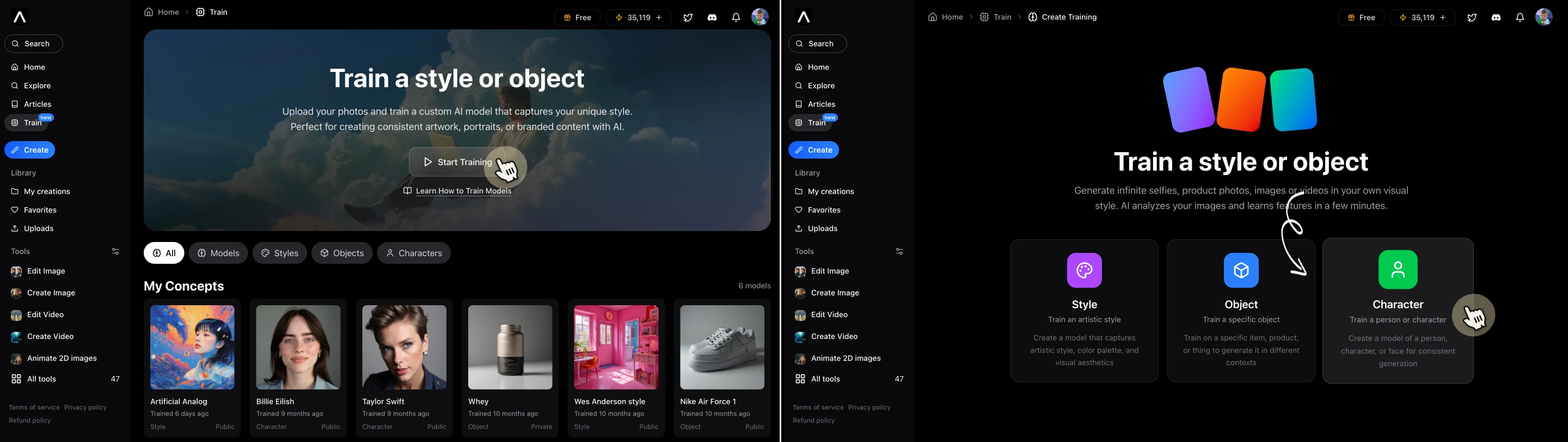 generate virtual influencer with AI artificial studio