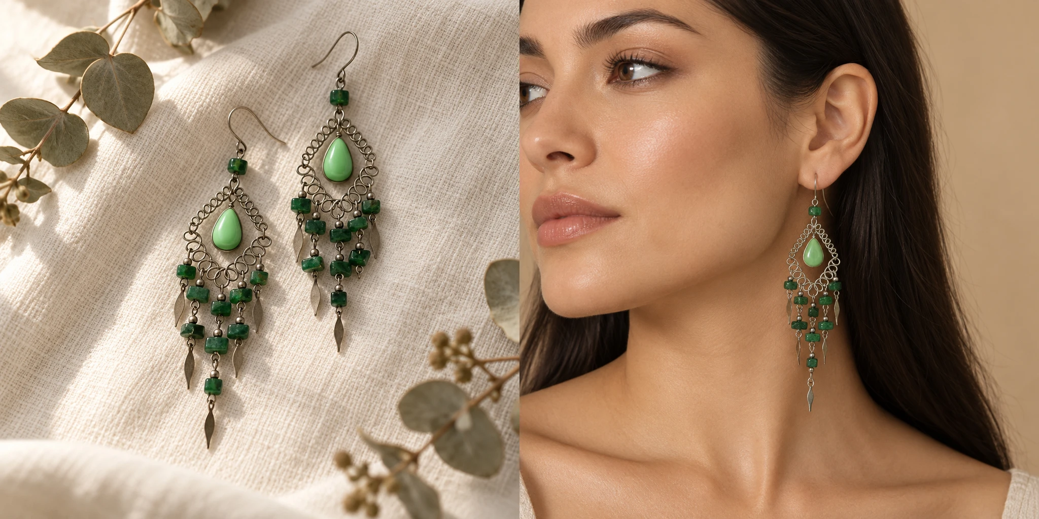 product photos listing for Etsy earrings with AI