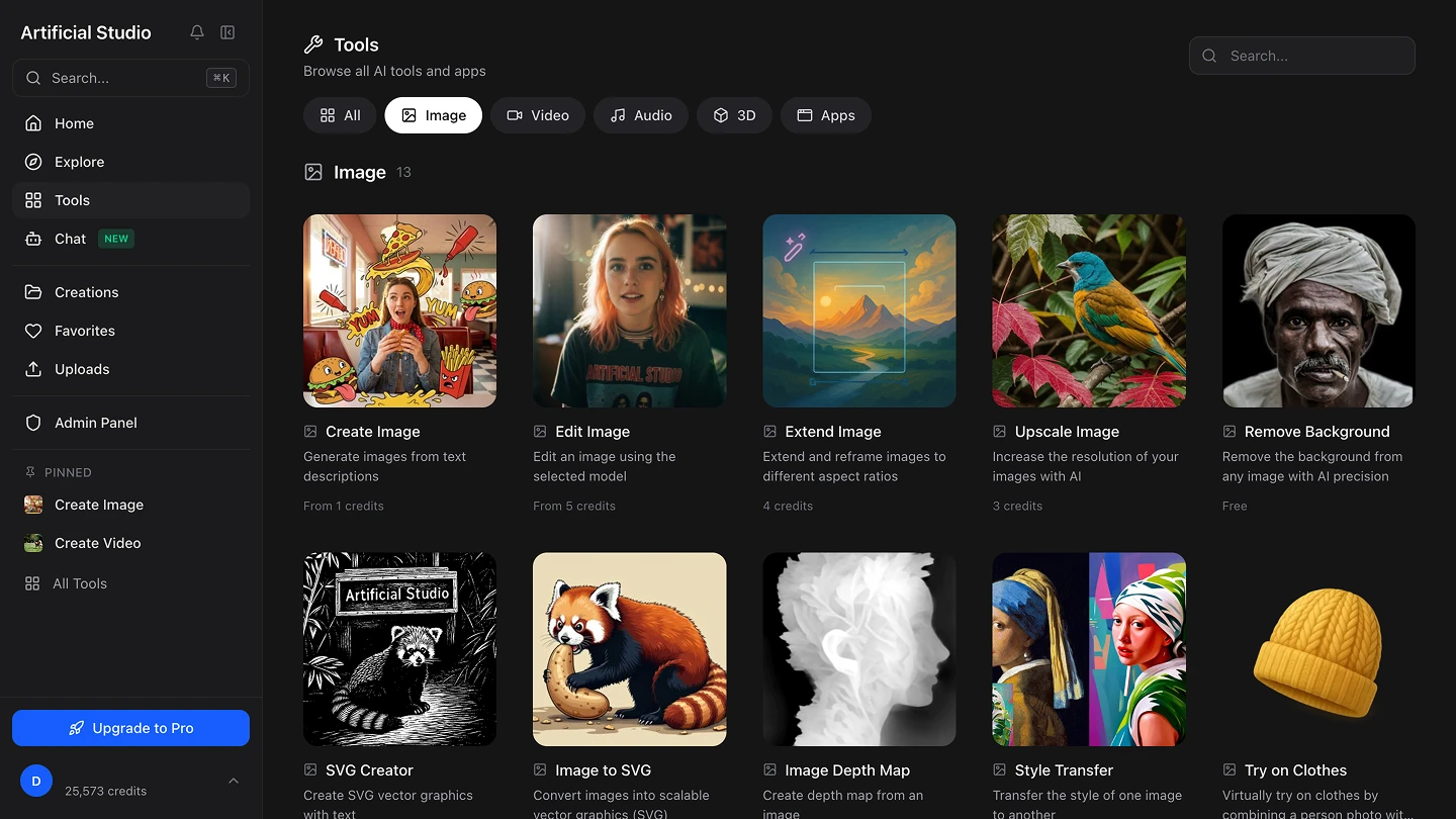 AI tools artificial studio youtuber