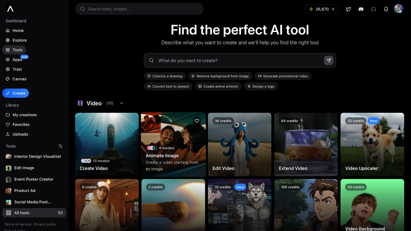 Artificial studio platform ai tools image video marketing