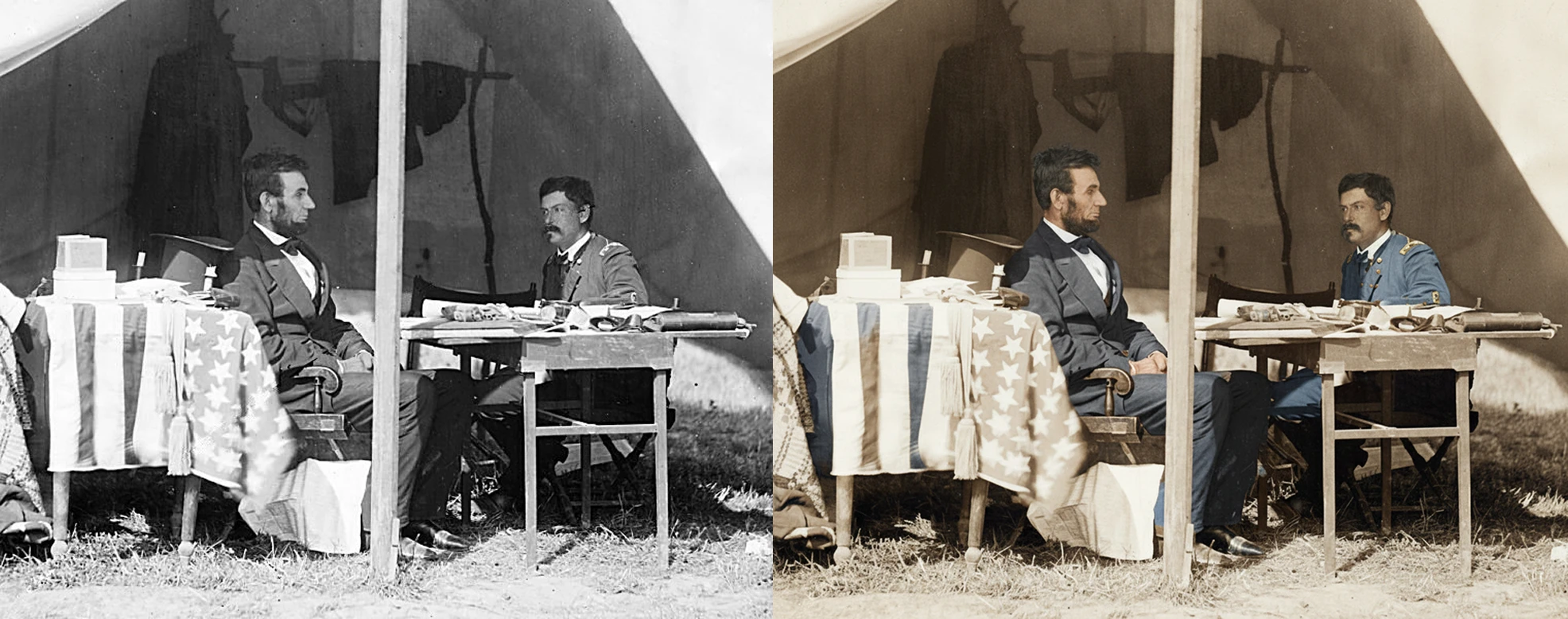 President Abraham Lincoln 1862 photo restored and colored with AI