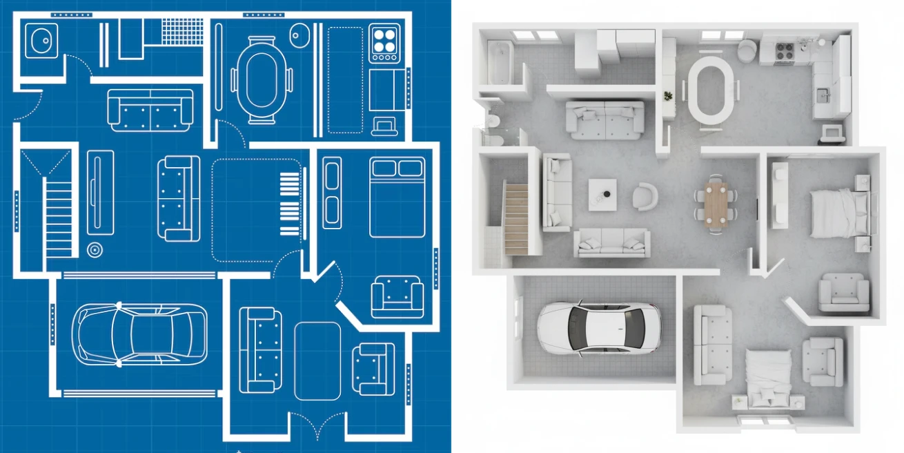 AI floor plan 3d
